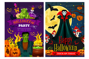 Halloween Banner, Zombie, Vampire