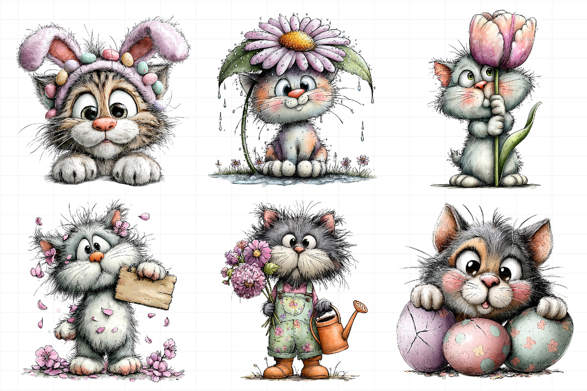 Spring Cat Clipart Set, an Illustration by Daily.Designs (Photo 7 of 7)