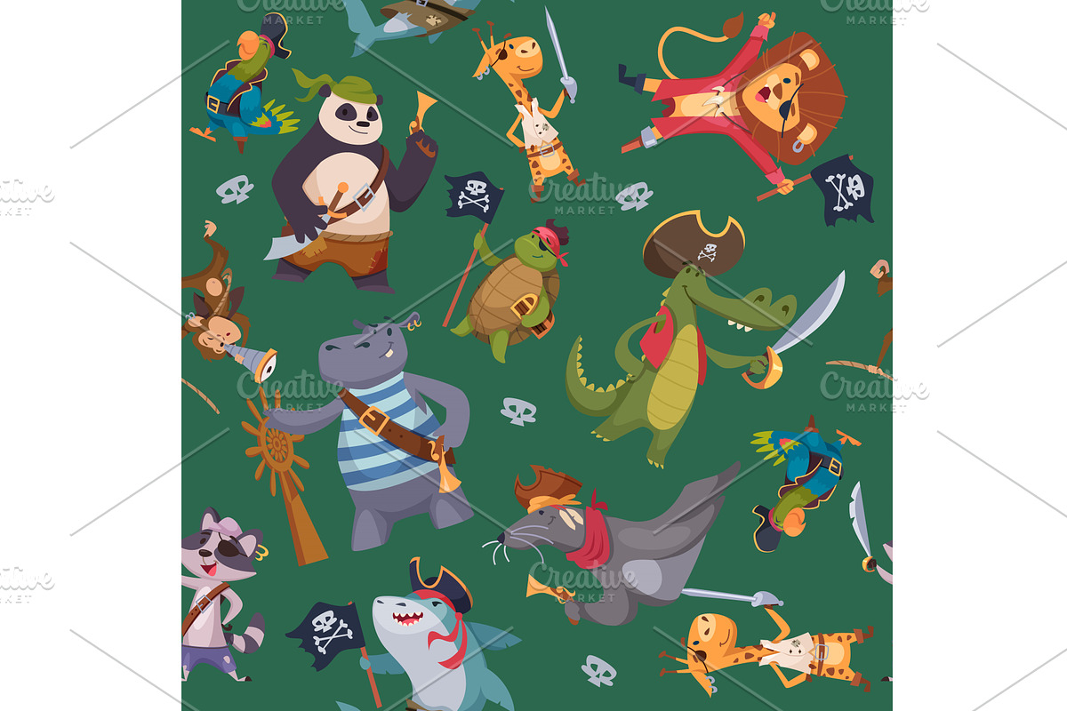 Pirates pattern. seamless background, an Animal Illustration by Onyx