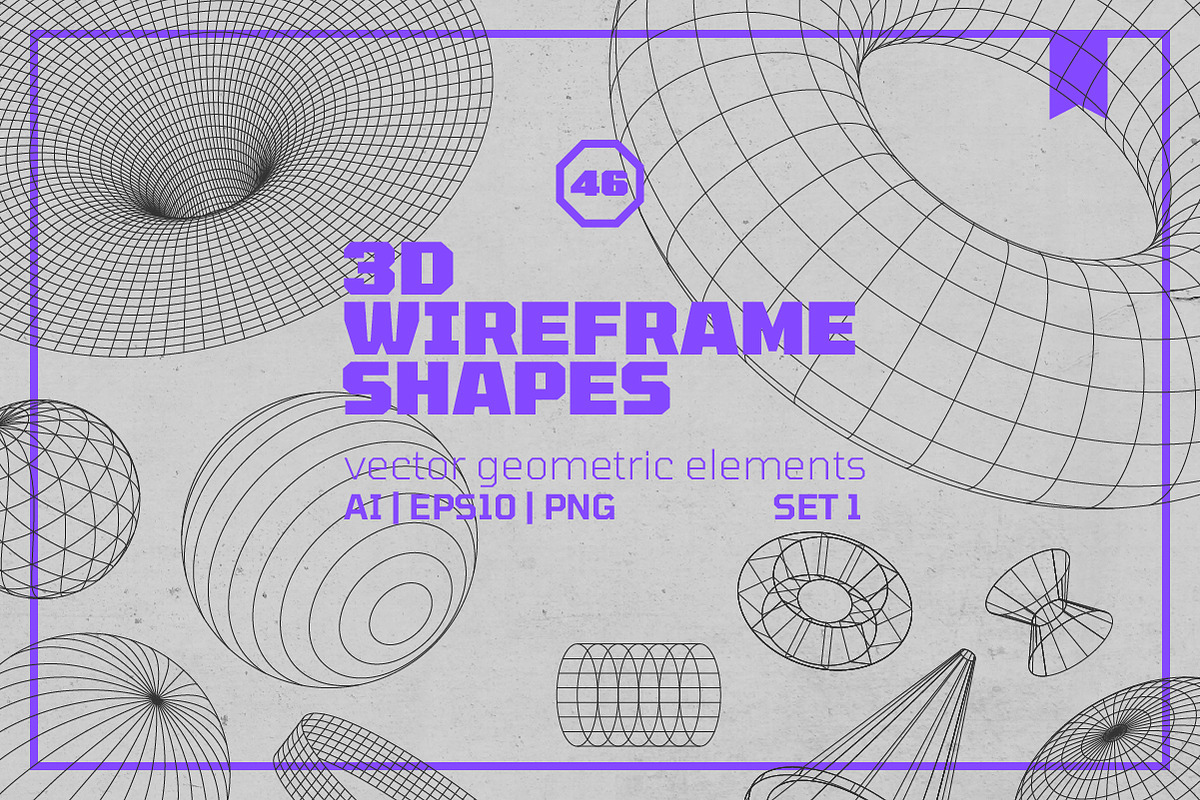3D Wireframe Shapes | set 1, an Object Graphic by MaximGertsen (Photo 1 of 7)