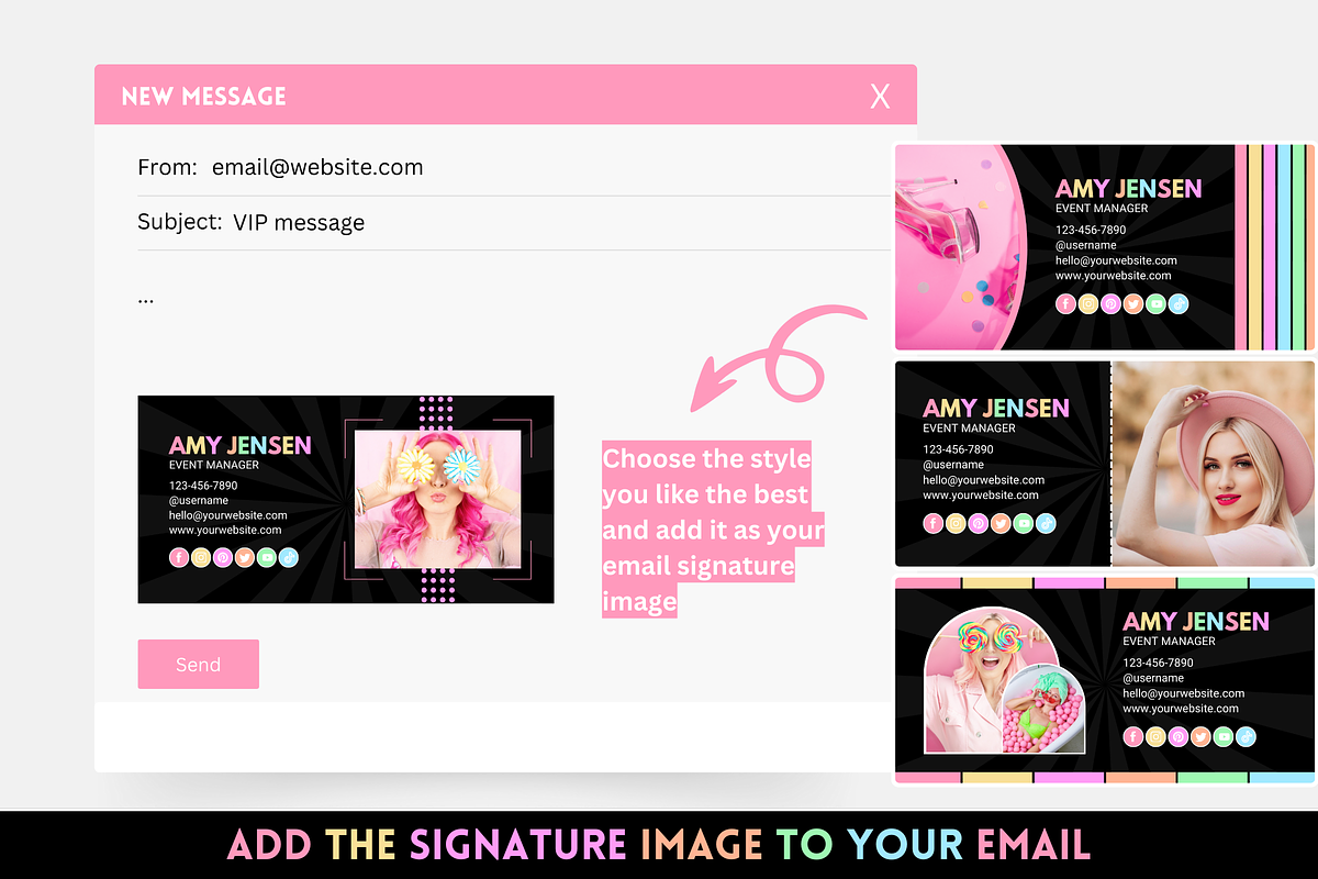 Pastel Neon Email Signature, an Email Template by SunshineStudioBoutique (Photo 4 of 8)
