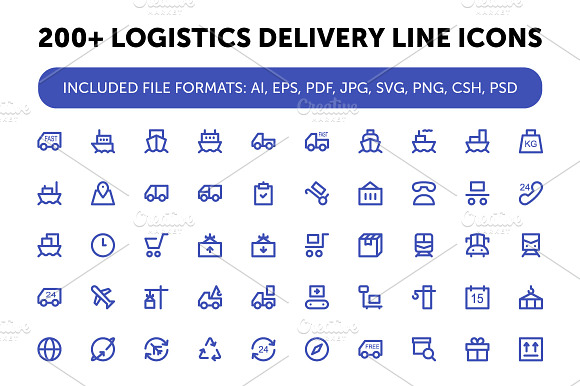 200 Logistics Delivery Line Icons