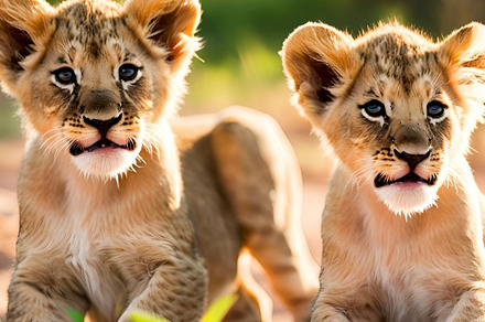 Two Cute lion cubs in wild life, an Animal Photo by ComfortQ
