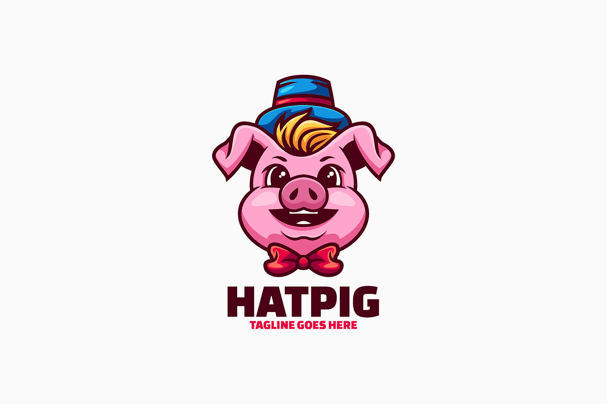 Hatpig Mascot Cartoon Logo, a Branding & Logo Template by Artnivora.Std