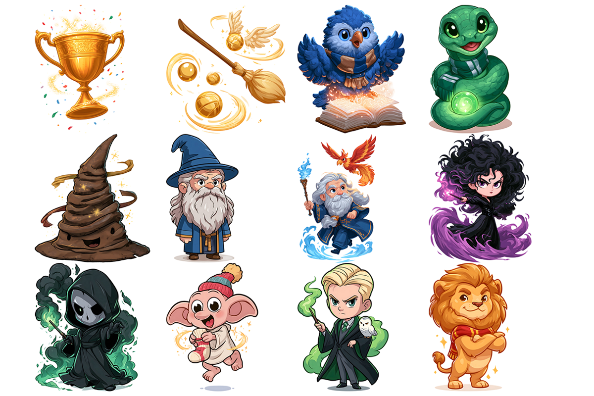 Watercolor Wizard Movies 30 Clipart, a Decorative Illustration by stickermadness (Photo 2 of 4)