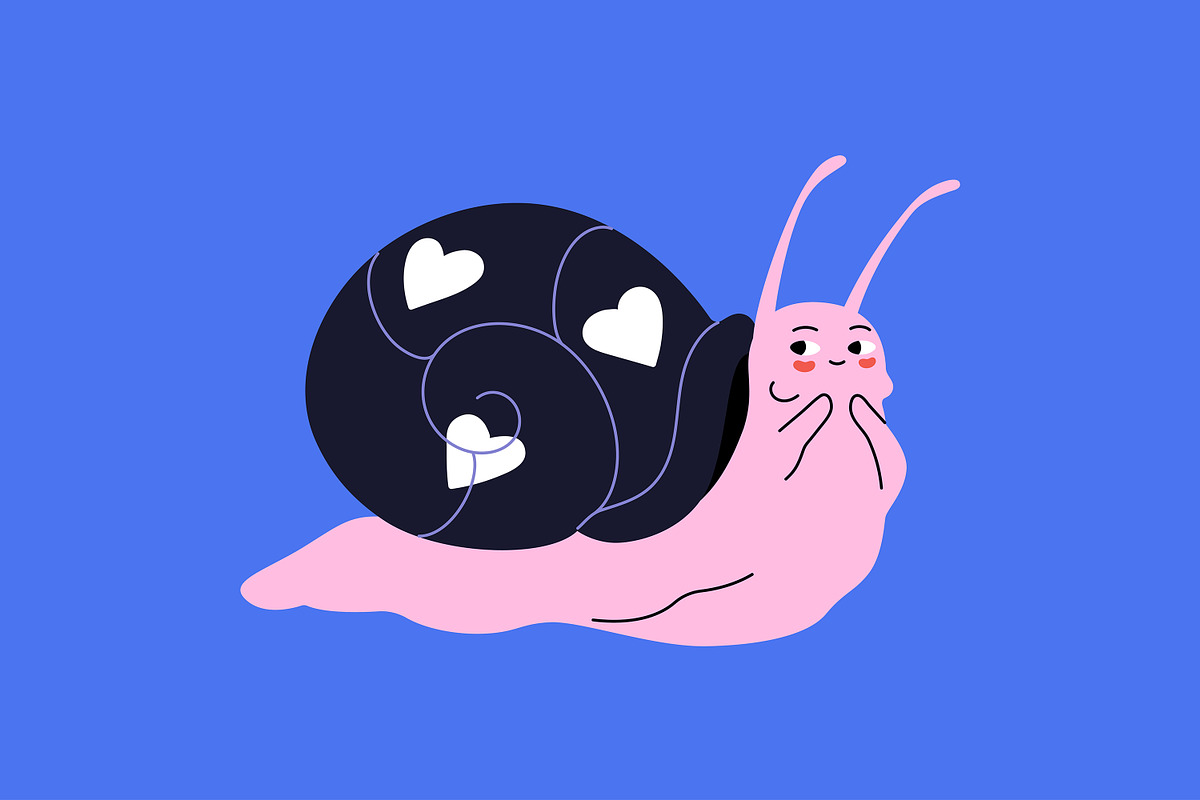 Cute, funny snails set + backgrounds, an Animal Illustration by PaperTrident (Photo 9 of 26)
