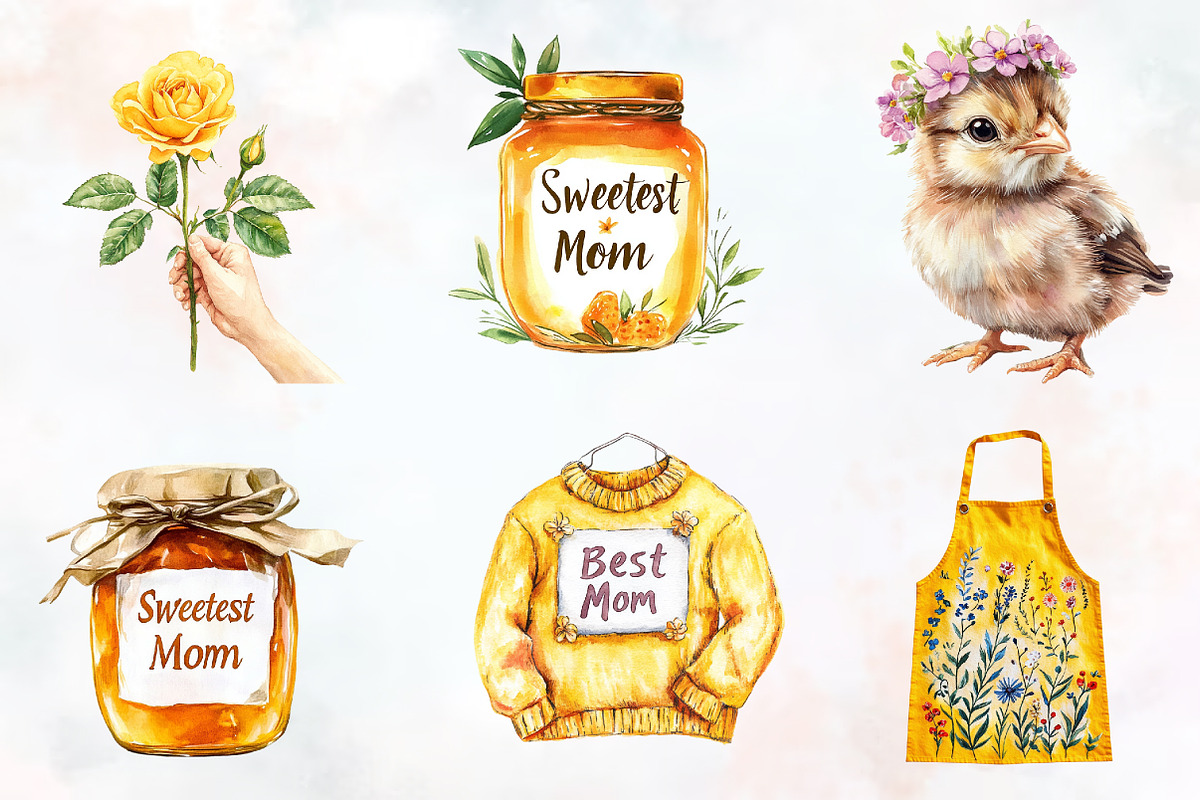 Sunny Yellow Mother's Day Cliparts, an Illustration by RobertsArt (Photo 6 of 7)