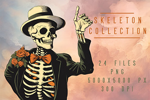 Skeleton. Retro Halloween Collection