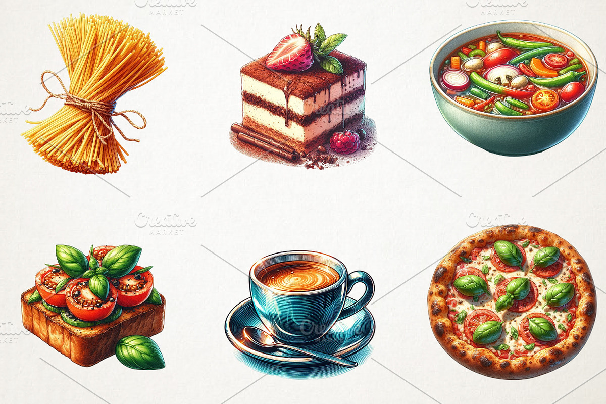 Hand Drawn Italian Food Clipart, an Illustration by RobertsArt (Photo 3 of 7)