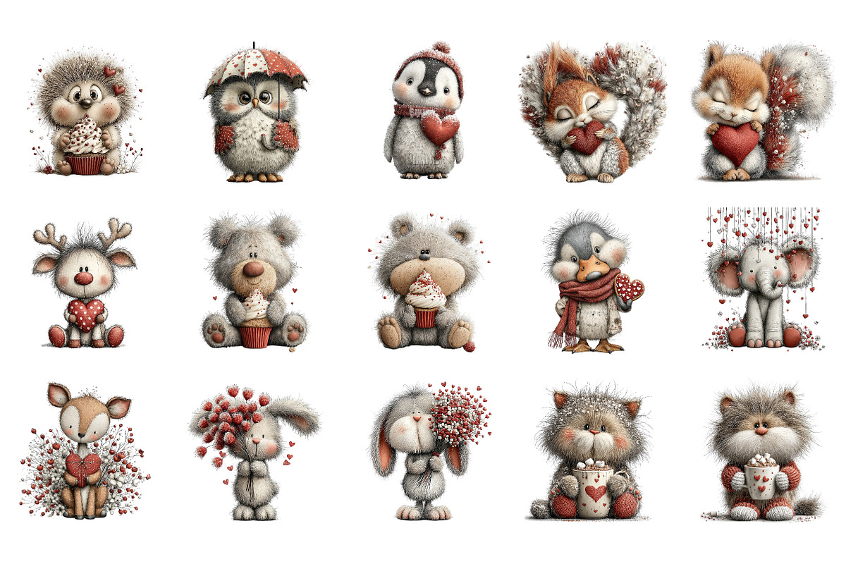 Valentine's Day Animals Clipart PNG, an Illustration by SinaCreation (Photo 2 of 11)