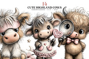 Cute Highland Cow Clipart Bundle, an Animal Illustration by Bijou Bay (Thumbnail 1 of 3)