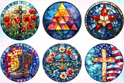 Memorial Day Round Stained Glass PNG, a Seasonal Illustration by Canvas Craft (Thumbnail 2 of 3)
