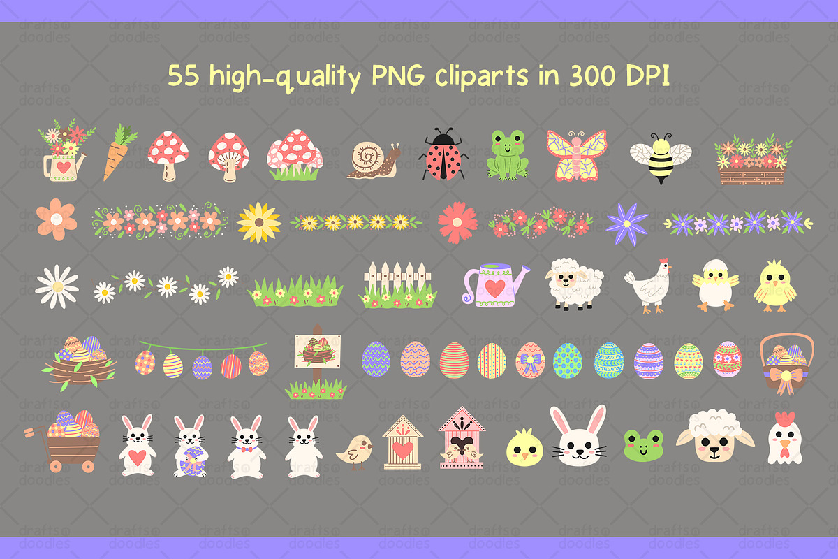 Pastel Easter Garden Graphic Set, a Pattern Graphic by Drafts n Doodles (Photo 2 of 11)