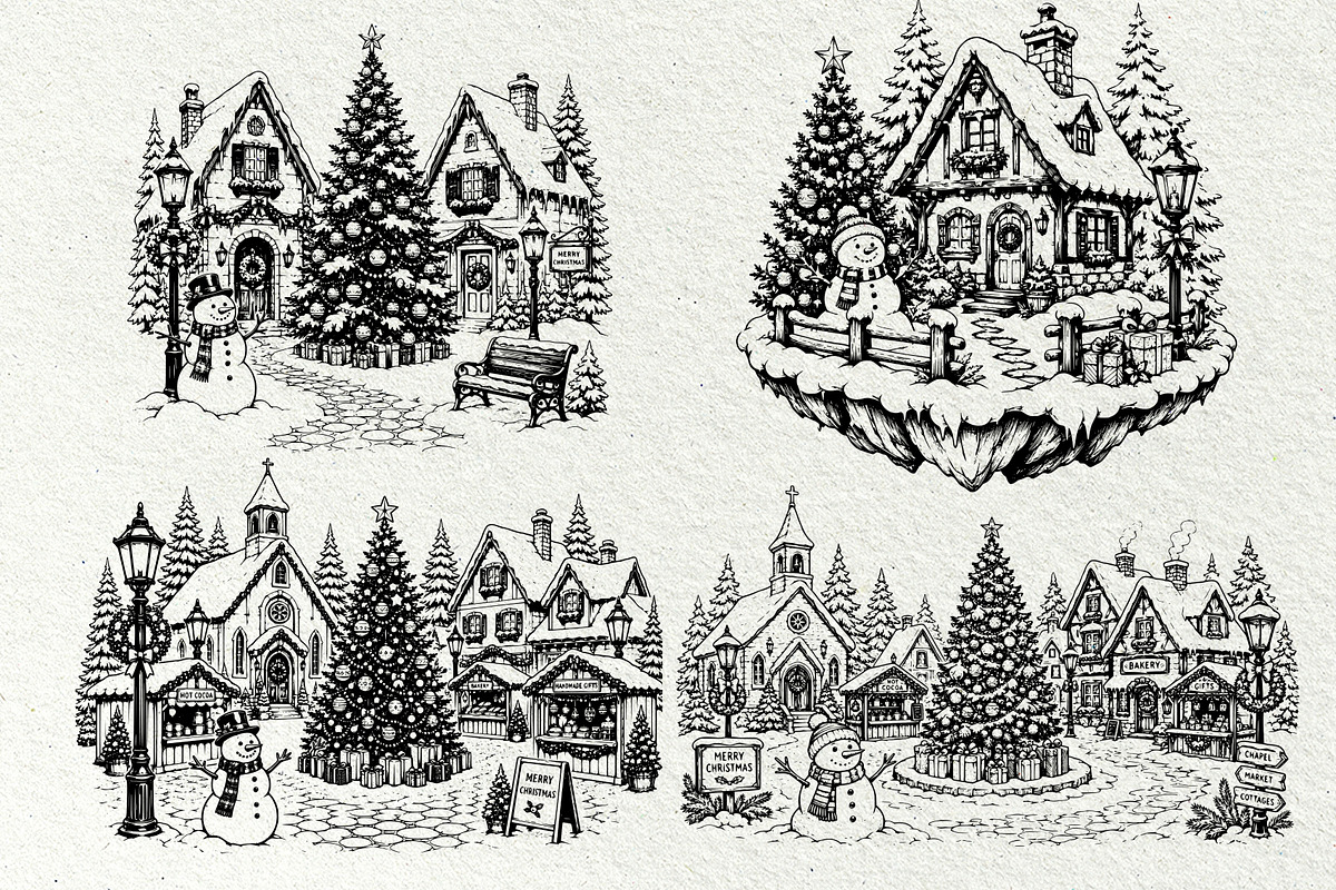 Christmas Village SVG Graphics, a Seasonal Illustration by DENIDigitalArtSudio (Photo 4 of 5)
