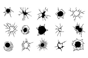 Grunge bullet holes. Cracks of, an Illustration by Valerie Bodnar