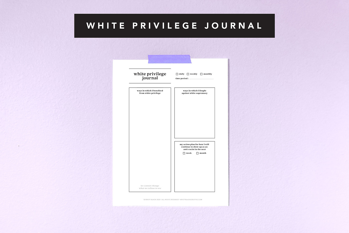 White Privilege Journal, a Templates & Theme by Kristy Black Creative