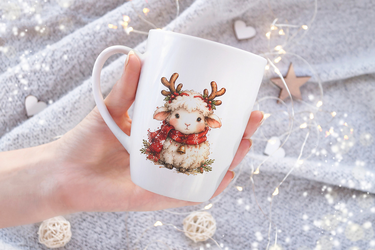 Watercolor Christmas sheep PNG, a Decorative Illustration by dashtik (Photo 3 of 8)