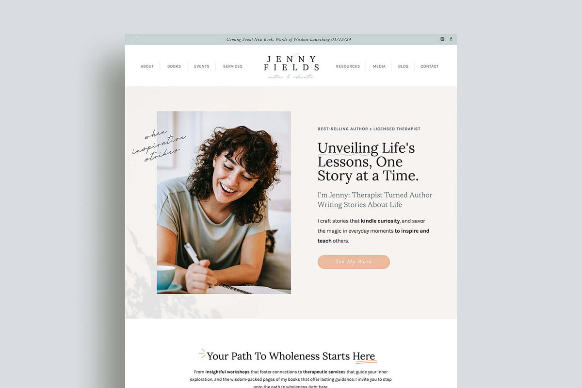 Jenny - Author Website Template, a WordPress Template by K Design Co. Shop (Photo 1 of 6)