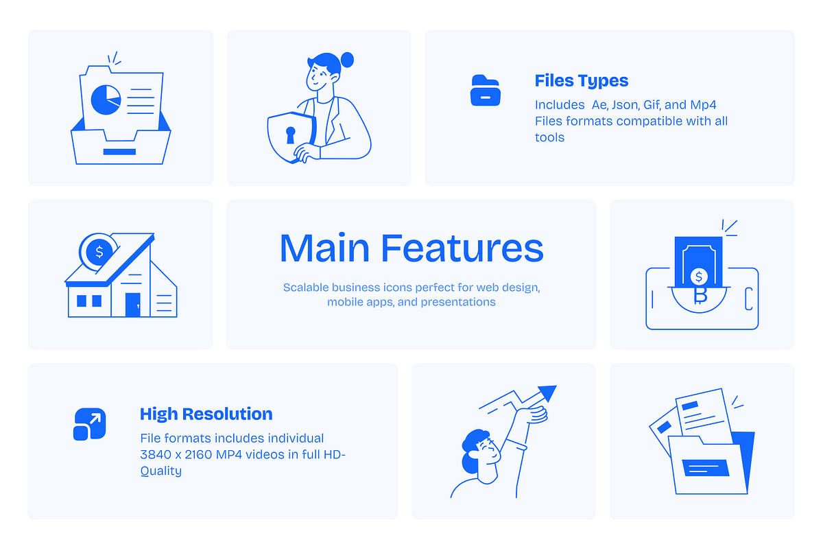 100 Animated Business Icons, an Outline Icon by Vectors Market (Photo 2 of 5)