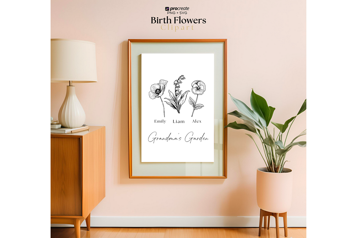 135 Birth Flowers PNG SVG Procreate, a Brushes & More by LaurenceVArtiste (Photo 8 of 9)