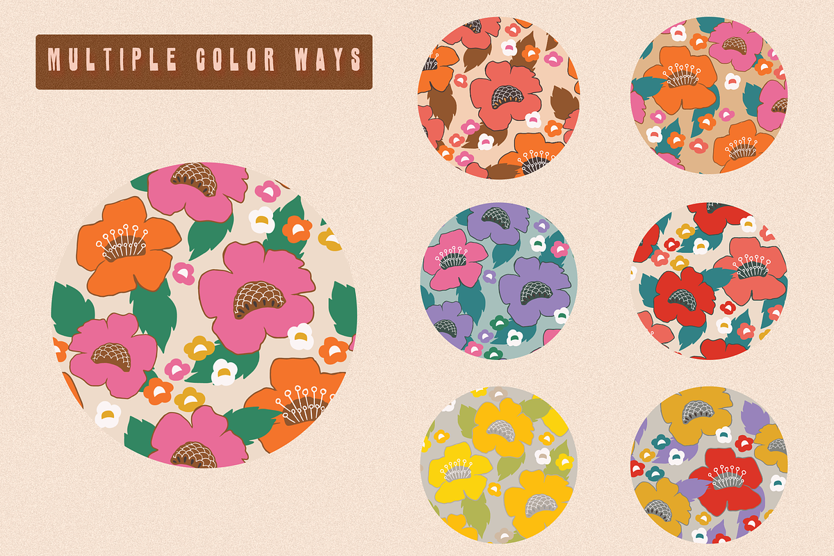 70s RETRO FLORAL PATTERN SET, a Pattern Graphic by Lauren Lesley Studio (Photo 12 of 16)