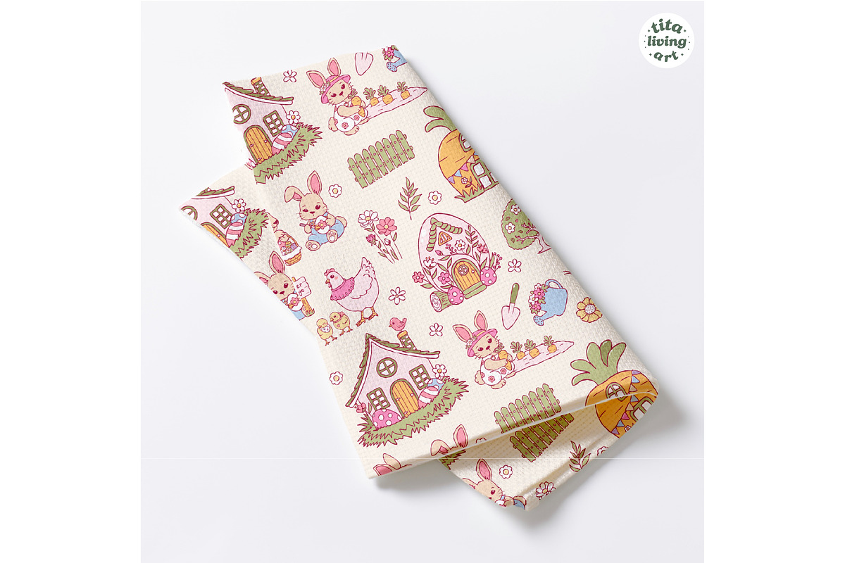 Easter Village Seamless Pattern, a Seasonal Illustration by TitaLivingArt (Photo 11 of 13)