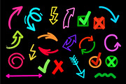 Hand Drawn Neon Arrows Vector Set, an Object Illustration by Traudl's shop (Thumbnail 1 of 3)