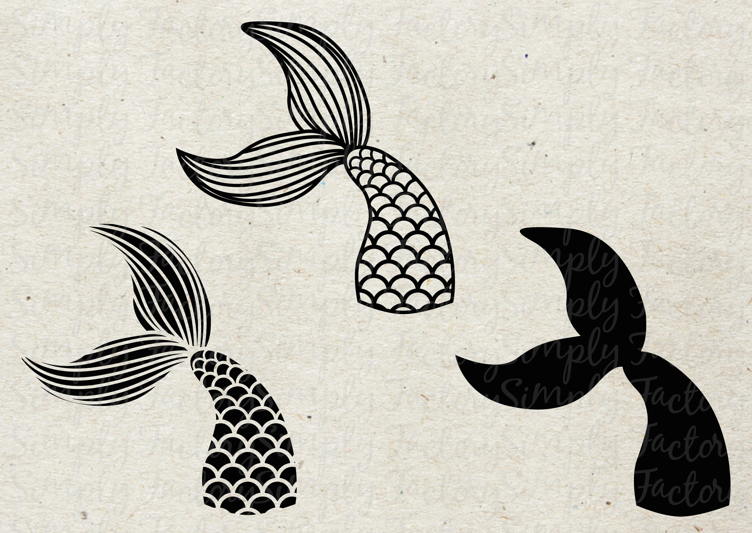 Mermaid Tail Silhouette Set, an Illustration by Simply Factory