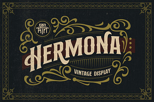 Hermona Vintage + Extras, a Serif Font by Arterfak Project