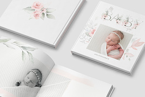 Floral Girls Baby Photo Album PSD