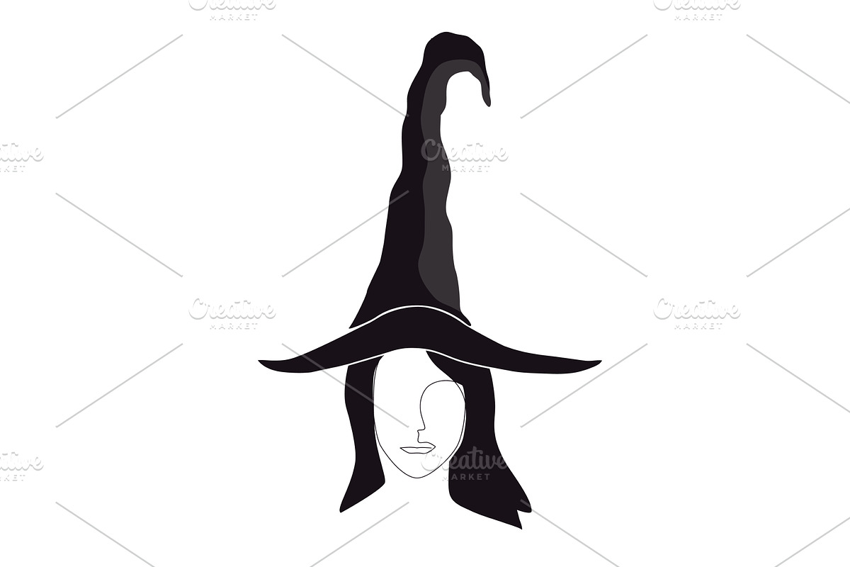 Silhouette of beautiful witch girl, an Illustration by Toltemara