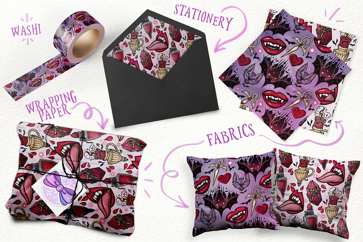 Vampires - Dracula seamless patterns, a Pattern Graphic by Sonch' s Curiosities (Photo 2 of 3)
