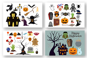 20 Set Halloween Elements Vector