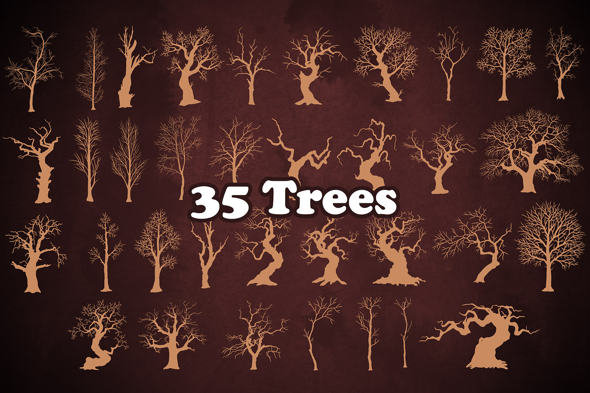 Winter Trees Photoshop Brushes, a Brush Add-On by ArtistMef (Photo 3 of 6)
