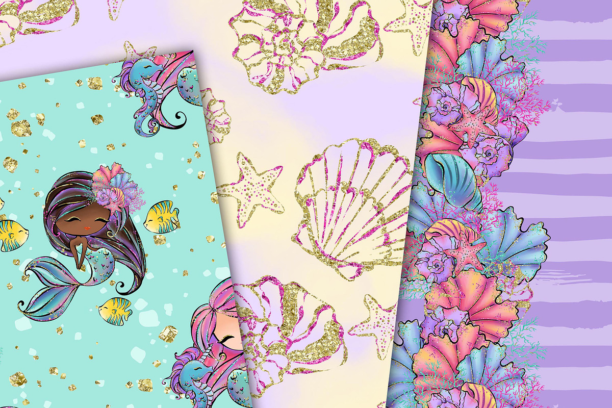 Mermaid patterns, a Pattern Graphic by DarinaDigital (Photo 3 of 6)