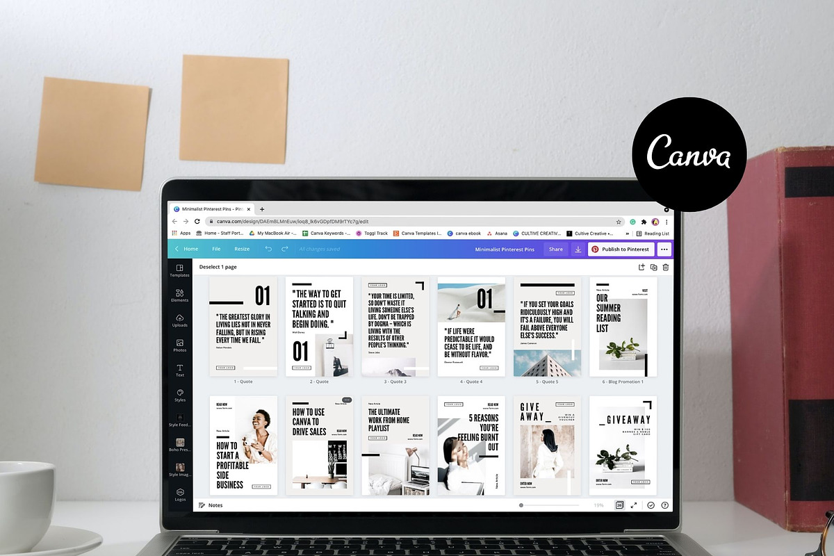 Minimalist Pinterest Canva Template, a Social Media Template by Cultive Creative (Photo 2 of 12)