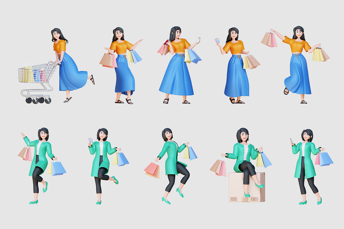 3D Online Shopping Character Kit, a Scene 3D Model by Flat Icons (Photo 6 of 8)