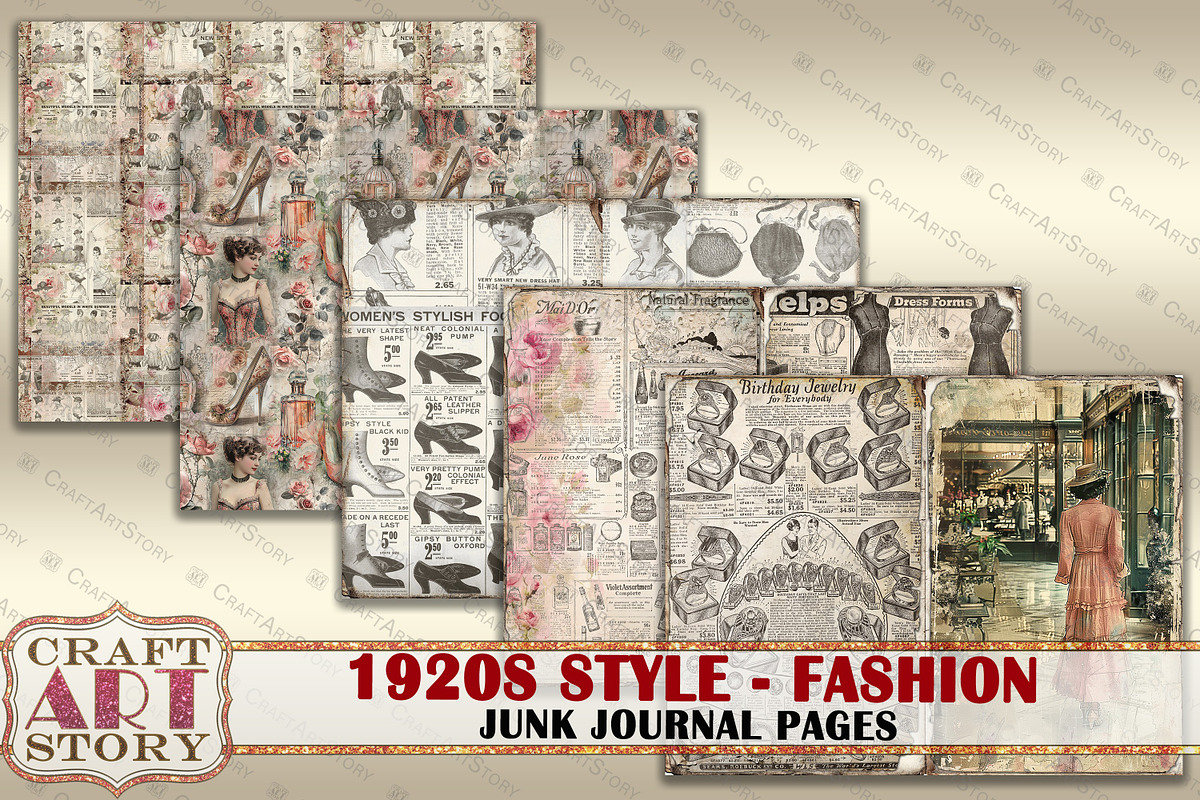 Fashion Junk Journal Kit 1920s style, a Person Illustration by CraftArtStory (Photo 5 of 6)