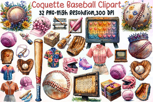 Coquette Baseball Clipart, an Illustration by Sublimation Artist