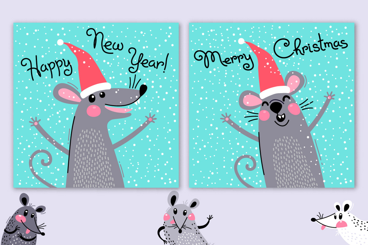 Rats - cute set, an Animal Illustration by Baksiabat (Photo 6 of 7)