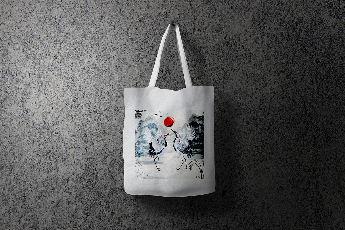 Oriental Cranes Vector Pattern, an Animal Illustration by FleurArt (Photo 7 of 8)