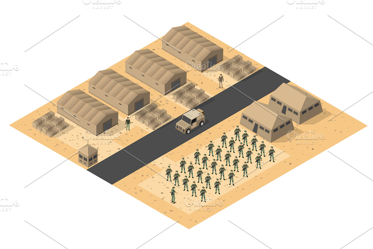 Military base in desert with, an Object Illustration by AlexZeL
