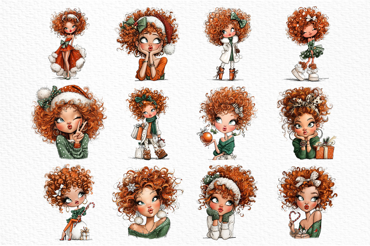 Christmas Fashion Girl Clipart, an Illustration by Craft Nest (Photo 6 of 6)