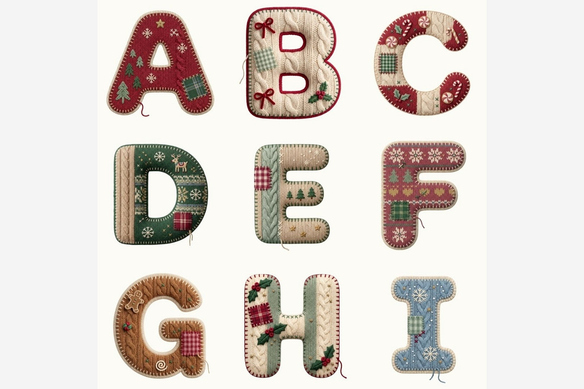 Cozy Christmas Sweater Alphabet PNG, a Seasonal Illustration by Tanya Kart (Photo 6 of 6)