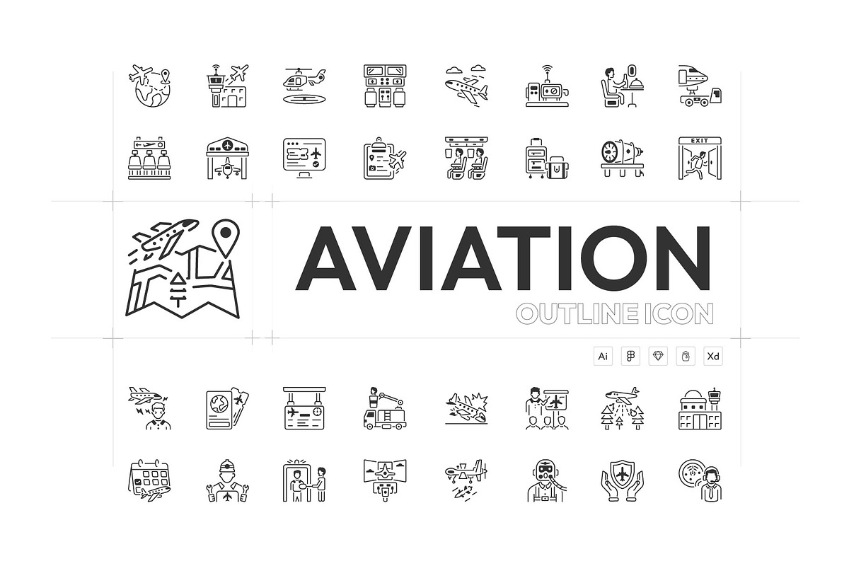 Airport and Aviation Icon Set, an Outline Icon by Prosymbols (Photo 1 of 5)