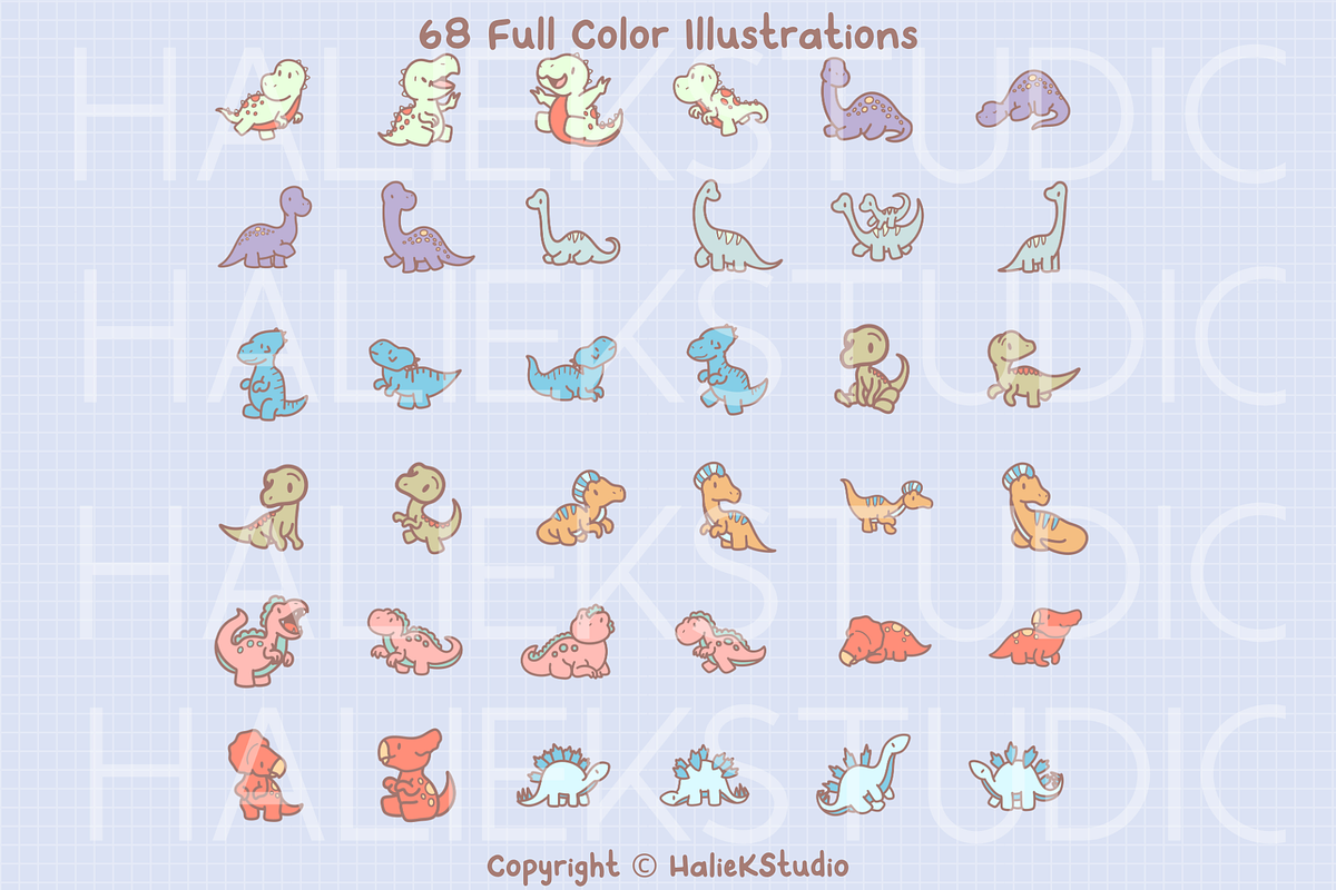 Dinosaurs Premium Clip Art Volume 2, an Animal Illustration by HalieKStudio (Photo 2 of 9)