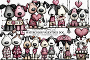 Watercolor Valentines Dog Clipart, an Illustration by Canvas Craft (Thumbnail 1 of 6)
