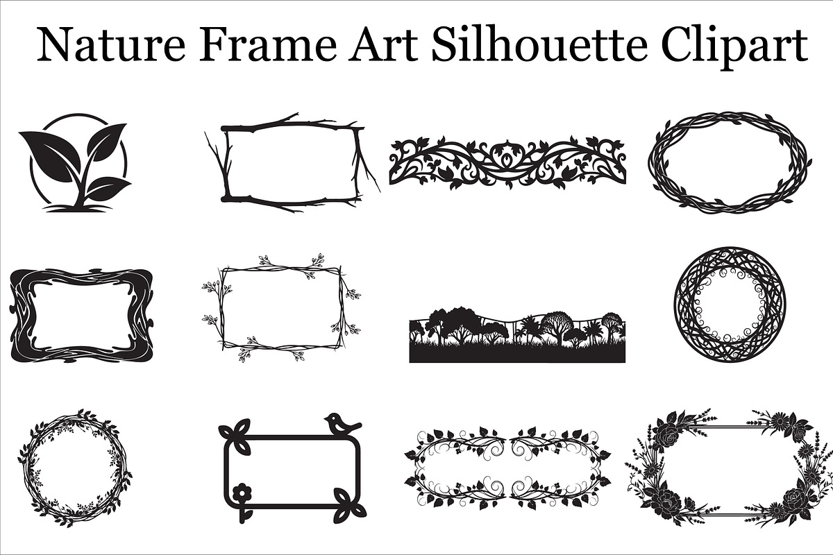 Nature Frame Art Silhouette Clipart, a Graphic by hafijul (Photo 1 of 13)