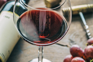 Wine testing. Wine glass, grapes, a Food & Drink Photo by Volff