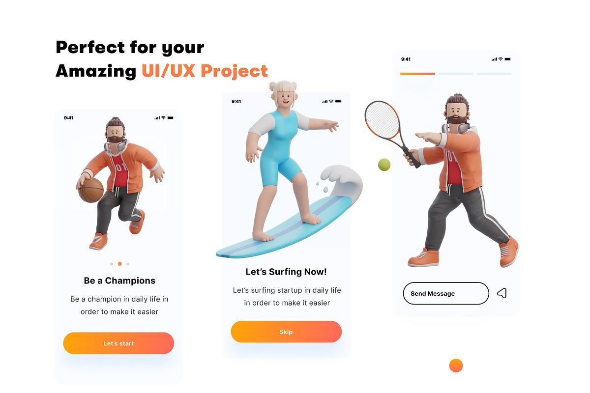3D Character Sports Pack, a Characters & Person 3D Model by orenjidesign (Photo 4 of 7)